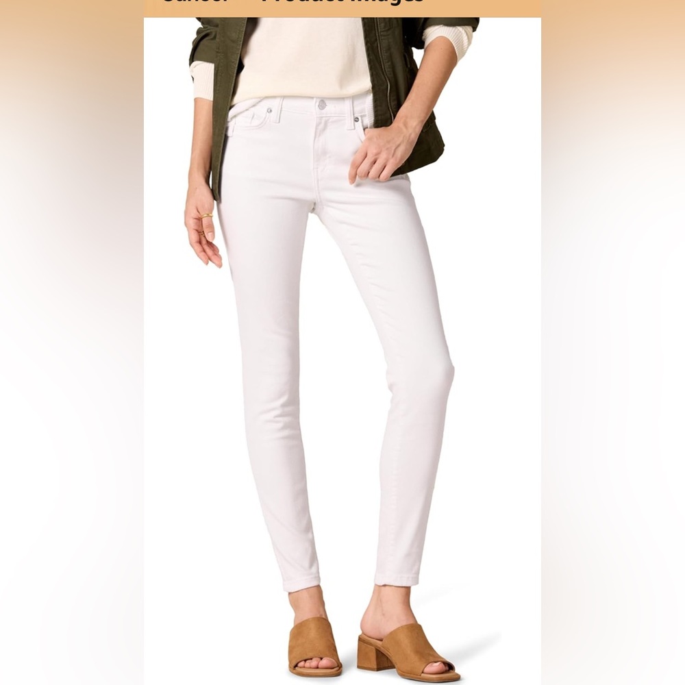 Amazon Essentials Jeans Women's White Skinny Mid-Rise Stretchy 14 Long